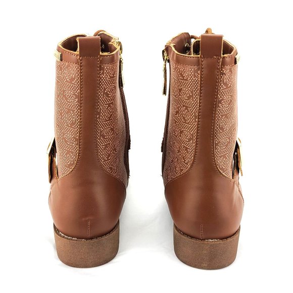 Bebe Women's Ofeibea Logo Ankle Boots Comba size 8 - Picture 6 of 10